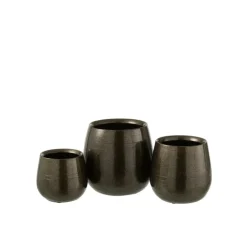 LANA DECO - Cache-pot en céramique "brillant" 20cm vert