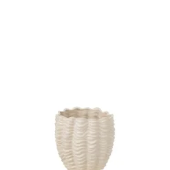 LANA DECO - Cache-pot en céramique "coquillage" 22cm beige