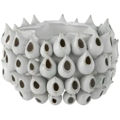 LANA DECO - Cache-pot en poterie "anémone" 36cm bleu