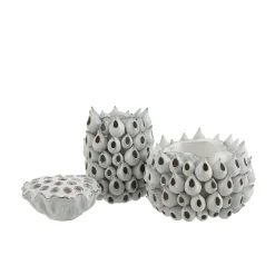 LANA DECO - Cache-pot en poterie "anémone" 36cm bleu