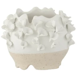 LANA DECO - Cache-pot en poterie "anémone" 25cm naturel
