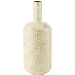 LANA DECO - Vase bouteille motif mosaïque "nuye" 54cm ivoire