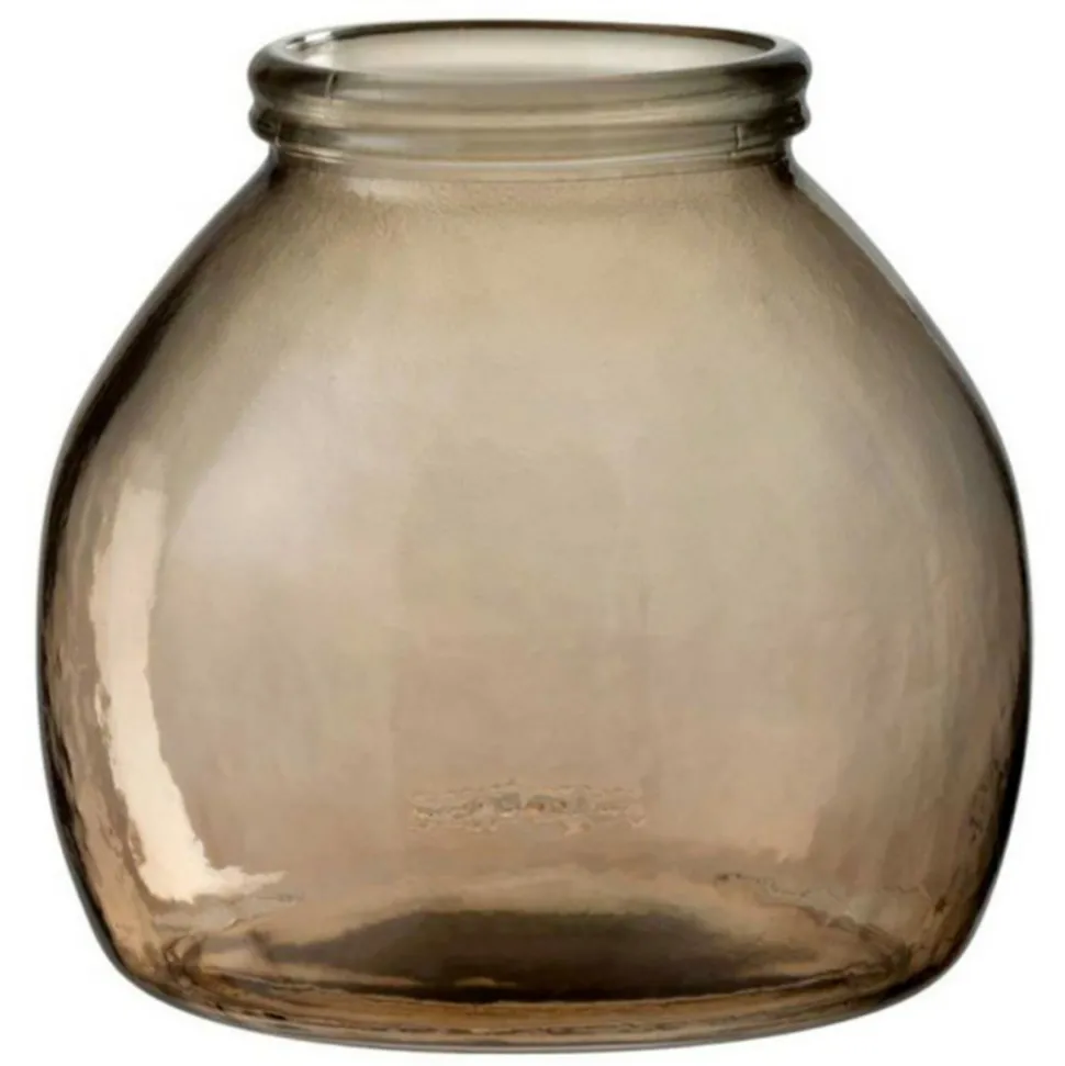 LANA DECO - Vase design en verre "boule" 21cm marron clair