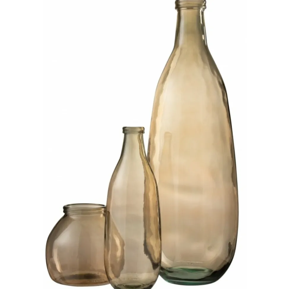 LANA DECO - Vase design en verre "boule" 21cm marron clair
