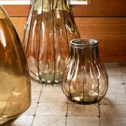 LANA DECO - Vase design en verre "fusion" 30cm taupe