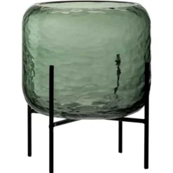 LANA DECO - Vase design sur pied "irrégulier" 18cm vert