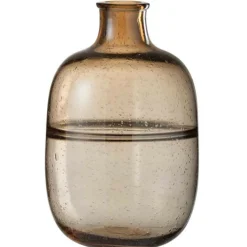 LANA DECO - Vase rond design "nervures" 35cm ambre