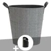 LE MARQUIER - Panier à bûches et à granulés dama rond gris + pelle à granulés
