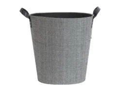 LE MARQUIER - Panier à bûches et à granulés dama rond gris + pelle à granulés