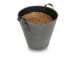 LE MARQUIER - Panier à bûches et à granulés dama rond gris + pelle à granulés