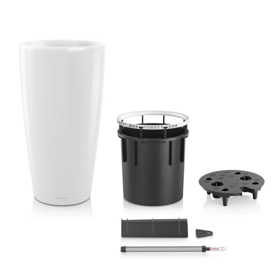 LECHUZA - Pot Rondo, coloris blanc D.32xH.56cm