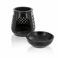 LES ENCENS DU MONDE - Diffuseur porte-encens en pierre noire + résine de copal