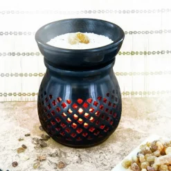 LES ENCENS DU MONDE - Diffuseur porte-encens en pierre noire + résine de copal