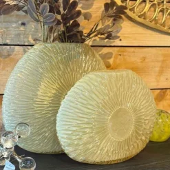 LIGHT AND LIVING - Vase concha verre jaune 24x10x33cm