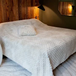 LINDER - Linder - jeté de lit imitation fourrure avec relief géométrique