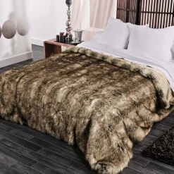 LINDER - Linder - jeté de lit imitation fourrure moelleuse