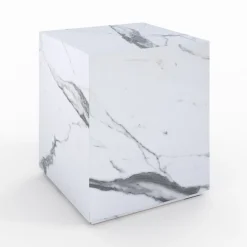 Lison - table d'appoint effet marbre blanche