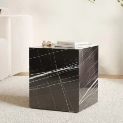Lison - table d'appoint effet marbre noire
