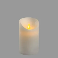 LOTTI - Bougie led en cire naturelle blanche à piles flamme vacillante h12cm timer blanc chaud lotti