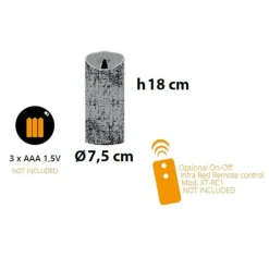 LOTTI - Bougie led en cire rouge flamme vacillante à piles h18cm timer blanc chaud lotti