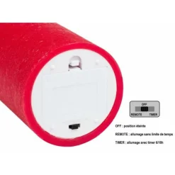 LOTTI - Bougie led en cire rouge flamme vacillante à piles h18cm timer blanc chaud lotti