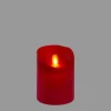 LOTTI - Bougie led vraie cire rouge à piles flamme vacillante h10cm timer blanc chaud lotti