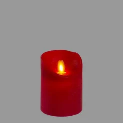 LOTTI - Bougie led vraie cire rouge à piles flamme vacillante h10cm timer blanc chaud lotti