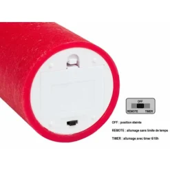 LOTTI - Bougie led vraie cire rouge à piles flamme vacillante h10cm timer blanc chaud lotti
