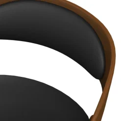Louis - chaise de bureau pivotante en bois foncé et pu noir