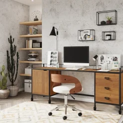 Louis - chaise de bureau pivotante en bois et pu blanc