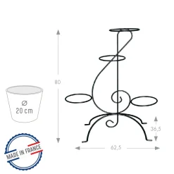 LOUIS MOULIN - Porte plantes Clé de sol pour 4 pots Ø 20cm, métal anthracite H.80cm