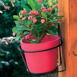 LOUIS MOULIN - Porte-pot avec soucoupe (mural) anthracite, pour pot 16-18 cm