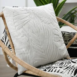 LOVELY CASA - Lovely casa - coussin carré - effet velours avec motif en relief tropical