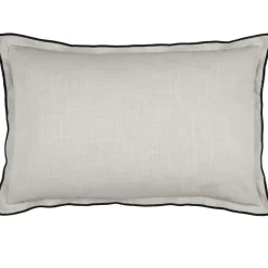 LOVELY CASA - Lovely casa - coussin volant plat feston noir coton