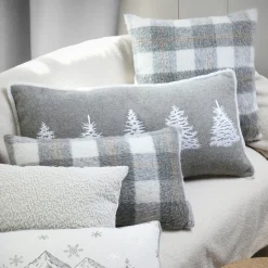 LOVELY CASA - Lovely casa - coussin rectangulaire à carreaux - effet laine