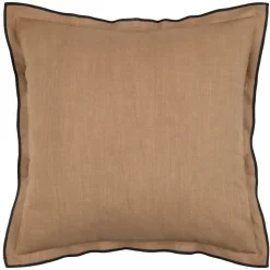 LOVELY CASA - Lovely casa - coussin coton volant plat feston noir