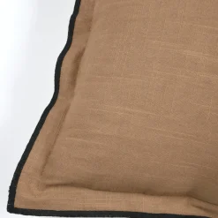 LOVELY CASA - Lovely casa - coussin coton volant plat feston noir