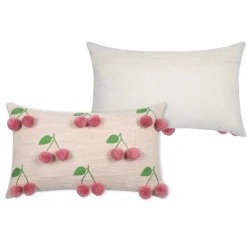 LOVELY CASA - Lovely casa - coussin avec cerises en relief pompons