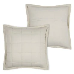 LOVELY CASA - Lovely casa - coussin carré uni en gaze de coton surpiquée
