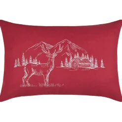 LOVELY CASA - Lovely casa - coussin rectangulaire cerf esprit chalet brodé
