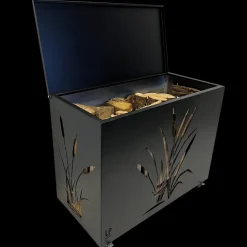 LP DESIGN - Coffre à bûches sur roulettes acier peint noir h 64cm