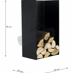 MAGNUS - Porte-bûches en acier noir 80 cm kielce