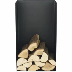 MAGNUS - Porte-bûches en acier noir 80 cm kielce