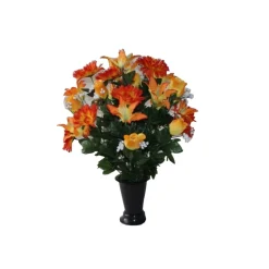 MARICHAL - Vase funéraire de rose/gerbera de soie H. 65 cm (1,5kg)