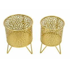 MAURO FERRETTI - Set de 2 cache-pots en métal doré holderpiny