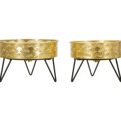 MAURO FERRETTI - Set de 2 cache-pots en métal doré et noir zanny