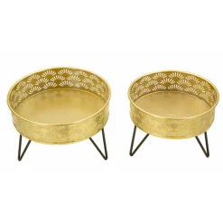 MAURO FERRETTI - Set de 2 cache-pots en métal doré et noir zanny