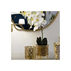 MAURO FERRETTI - Set de 2 cache-pots en métal doré naty