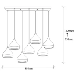 Maya - suspension filaire noire et cuivrée 7 lampes