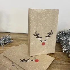 MES COURSES EN VRAC - Lot de 6 sacs cadeau en papier rennes